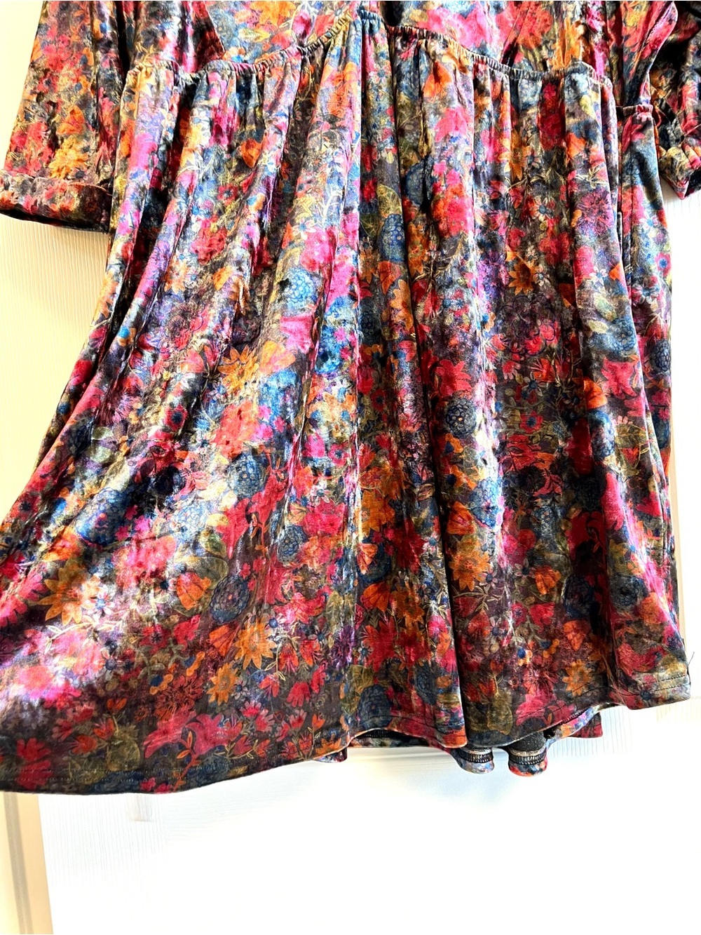 Natural Life Burn Velvet Carly Dress floral  relaxed babydoll empire boho size M - Picture 10 of 11
